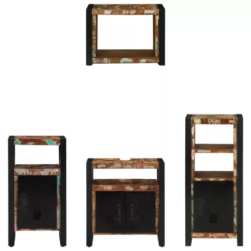  Fürdőszoba bútor szett 4 pcs Szilárd újrahasznosított fa