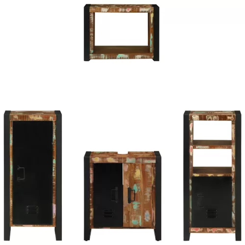  Fürdőszoba bútor szett 4 pcs Szilárd újrahasznosított fa