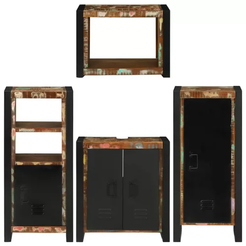  Fürdőszoba bútor szett 4 pcs Szilárd újrahasznosított fa