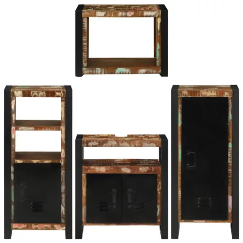  Fürdőszoba bútor szett 4 pcs Szilárd újrahasznosított fa