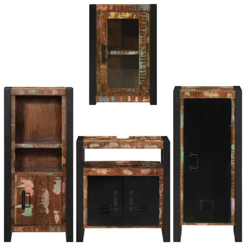  Fürdőszoba bútor szett 4 pcs Szilárd újrahasznosított fa