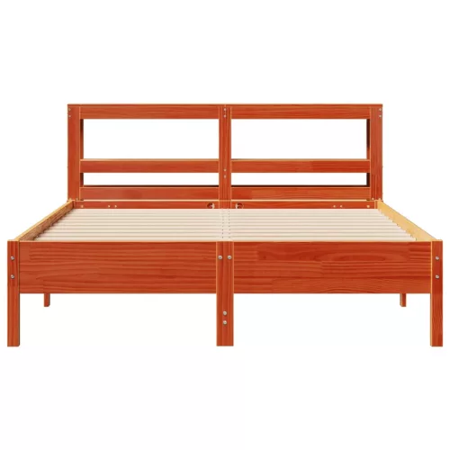  viaszbarna tömör fenyőfa ágy matrac nélkül 160 x 200 cm