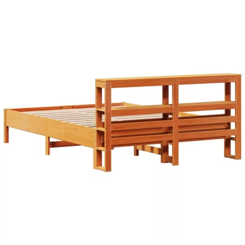  viaszbarna tömör fenyőfa ágy matrac nélkül 160 x 200 cm