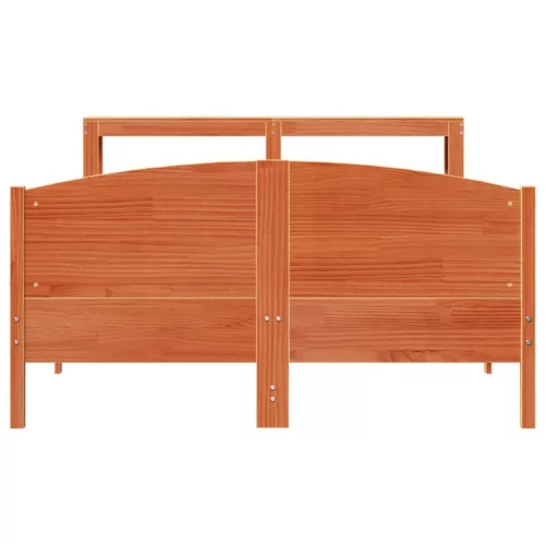  viaszbarna tömör fenyőfa ágy matrac nélkül 135 x 190 cm