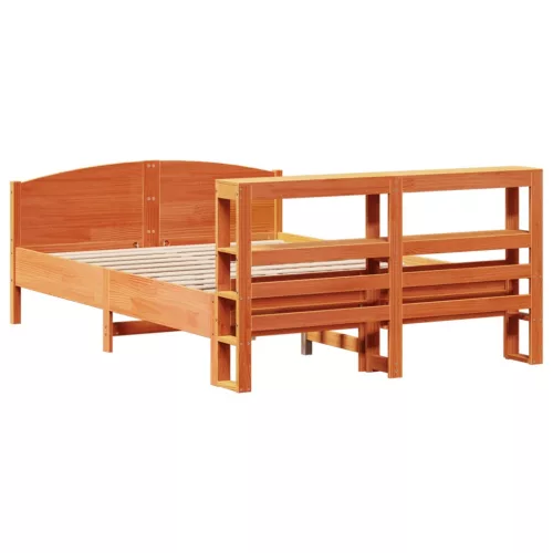  viaszbarna tömör fenyőfa ágy matrac nélkül 135 x 190 cm