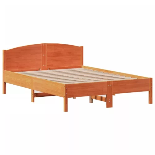  viaszbarna tömör fenyőfa ágy matrac nélkül 135 x 190 cm