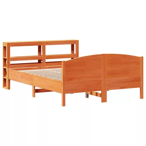 viaszbarna tömör fenyőfa ágy matrac nélkül 120 x 190 cm