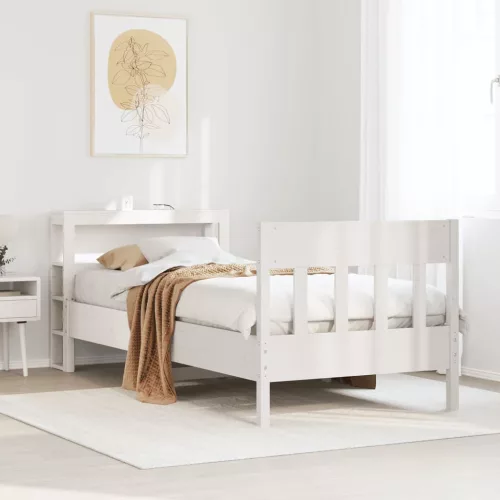  fehér tömör fenyőfa ágy matrac nélkül 75 x 190 cm