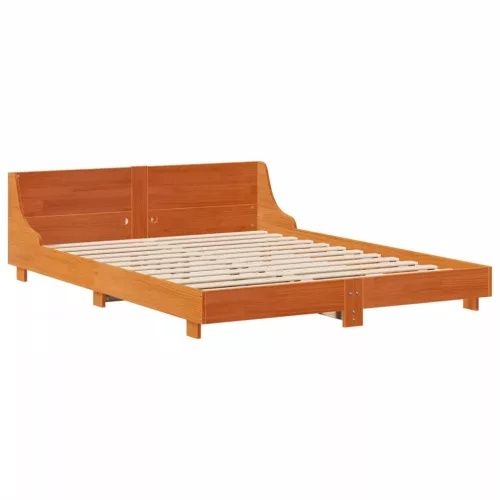  viaszbarna tömör fenyőfa ágy matrac nélkül 120 x 190 cm