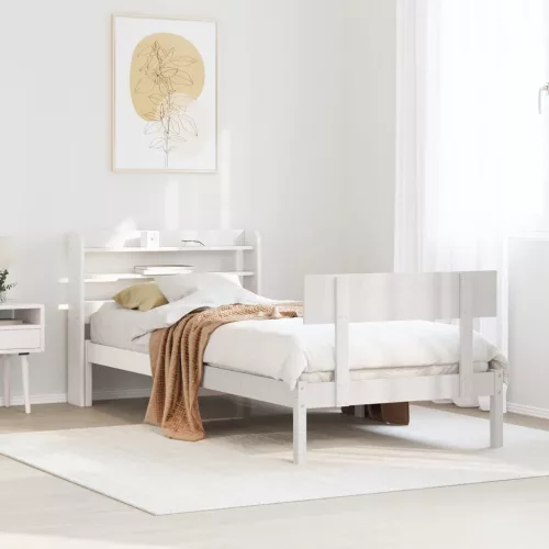 fehér tömör fenyőfa ágykeret matrac nélkül 90 x 190 cm