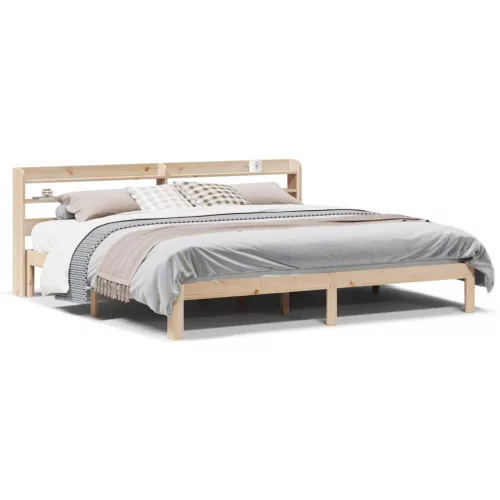  tömör fenyőfa ágykeret fejtámlával 180 x 200 cm