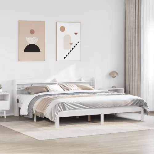  fehér ágykeret fejtámlával matrac nélkül 200x200 cm