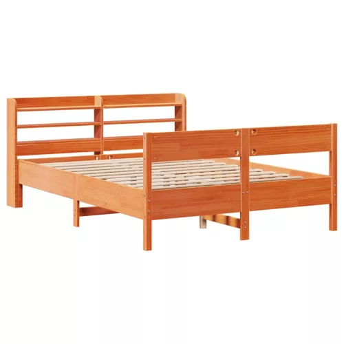  viaszbarna tömör fenyőfa ágy matrac nélkül 120 x 190 cm