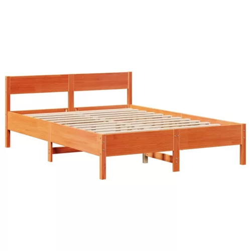  viaszbarna tömör fenyőfa ágy matrac nélkül 120 x 190 cm
