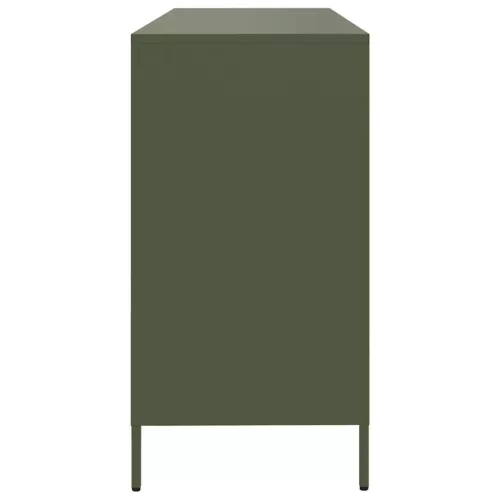  olívazöld hidegen hengerelt acél tálalószekrény 135x39x73,5 cm