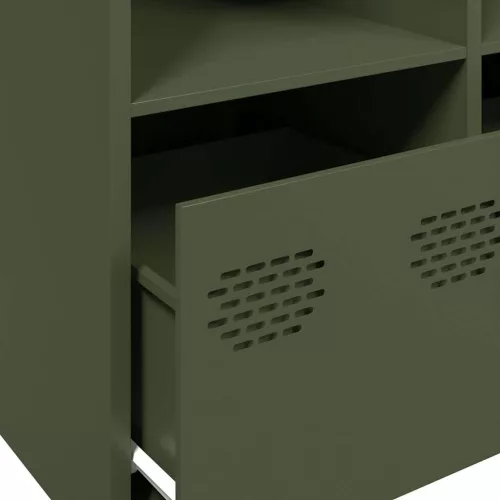  olívazöld hidegen hengerelt acél tálalószekrény 135x39x73,5 cm