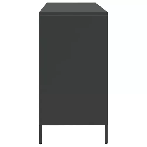  fekete hidegen hengerelt acél tálalószekrény 135x39x73,5 cm