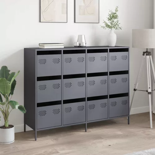  antracit hidegen hengerelt acél tálalószekrény 135x39x103,5 cm