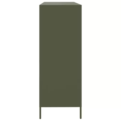  olívazöld hidegen hengerelt acél tálalószekrény 135x39x103,5 cm