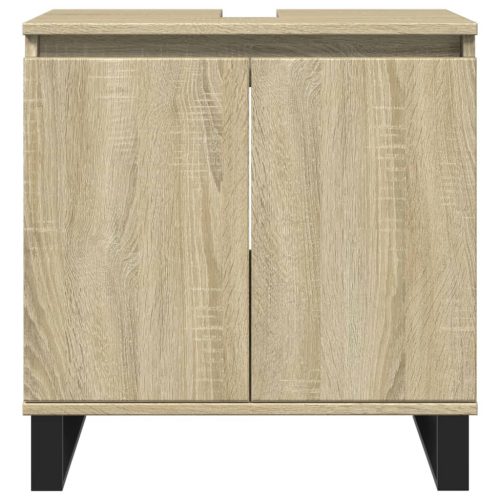  3 részes sonoma tölgyszínű szerelt fa fürdőszobai bútorszett