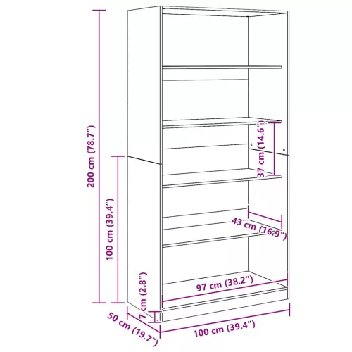  kézműves tölgy színű szerelt fa ruhásszekrény 100 x 50 x 200 cm