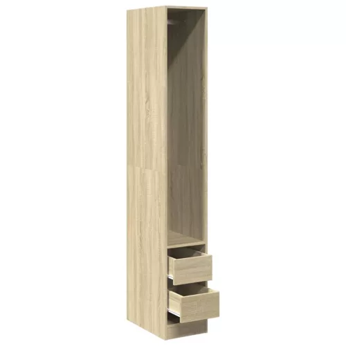  tölgy színű szerelt fa ruhásszekrény 30 x 50 x 200 cm
