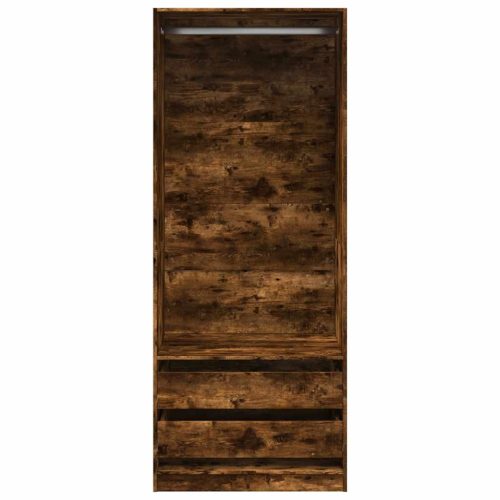  füstös tölgy színű szerelt fa ruhásszekrény 80 x 50 x 200 cm