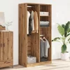  kézműves tölgy színű szerelt fa ruhásszekrény 100 x 50 x 200 cm