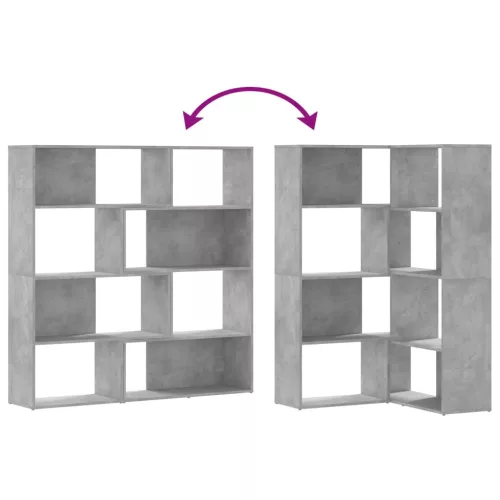  4 szintes betonszürke szerelt fa sarokkönyvespolc 85x85x140 cm