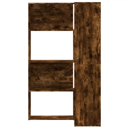  4 szintes füstös tölgy szerelt fa sarokkönyvespolc 85x85x140cm