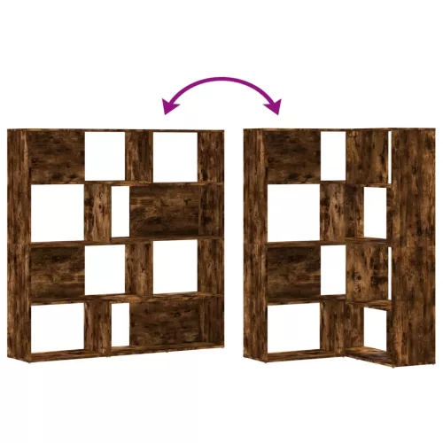  4 szintes füstös tölgy szerelt fa sarokkönyvespolc 85x85x140cm