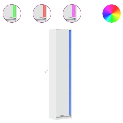  fehér szerelt fa magasszekrény LED-ekkel 41,5 x 32,5 x 200 cm