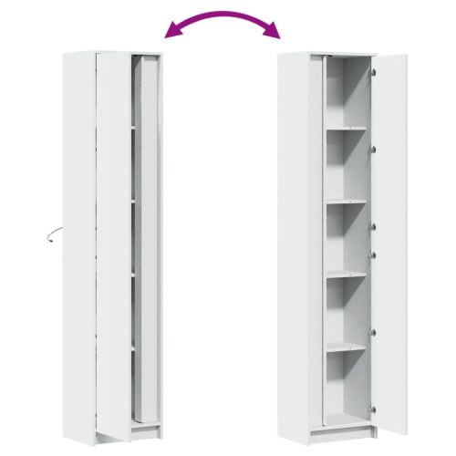  fehér szerelt fa magasszekrény LED-ekkel 41,5 x 32,5 x 200 cm