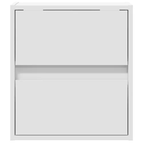  2 db fehér falra szerelhető éjjeliszekrény LED-világítással