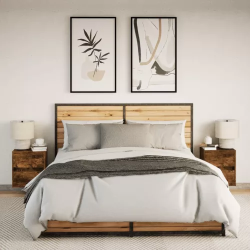  2 db sonoma tölgy színű fali éjjeliszekrény LED-világítással