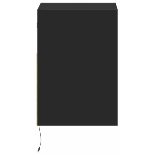  2 db fekete falra szerelhető éjjeliszekrény LED-világítással