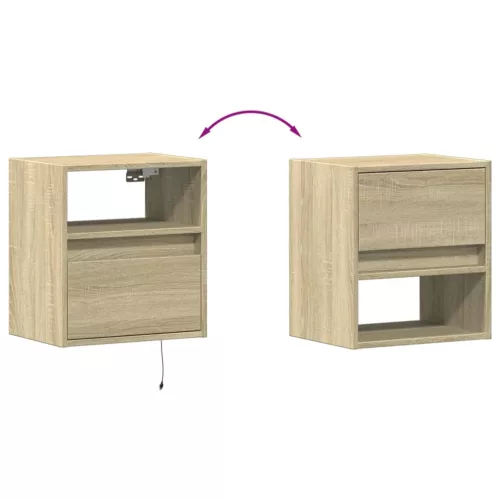  sonoma tölgy színű fali éjjeliszekrény LED-világítással