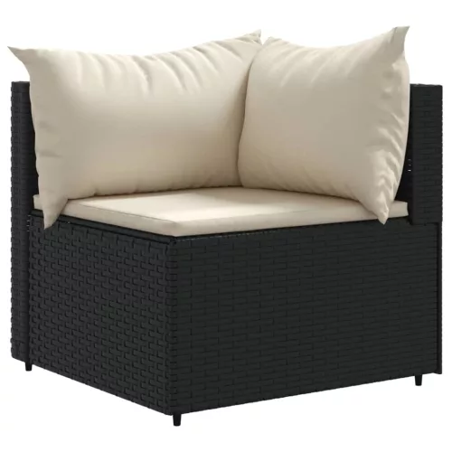  5 részes fekete polyrattan kerti ülőgarnitúra párnákkal