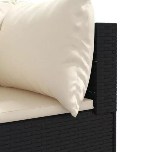  5 részes fekete polyrattan kerti ülőgarnitúra párnákkal