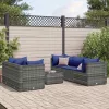  6 részes szürke polyrattan kerti ülőgarnitúra párnákkal