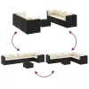  7 részes fekete polyrattan kerti ülőgarnitúra párnákkal
