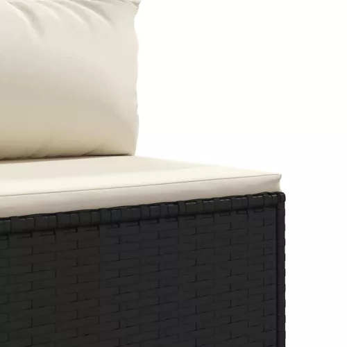  7 részes fekete polyrattan kerti ülőgarnitúra párnákkal