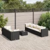  8 részes fekete polyrattan kerti ülőgarnitúra párnákkal