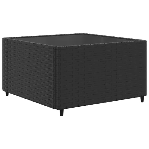 8 részes fekete polyrattan kerti ülőgarnitúra párnákkal