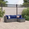  4 részes szürke polyrattan kerti ülőgarnitúra párnákkal