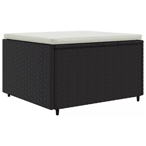  5 részes fekete polyrattan kerti ülőgarnitúra párnákkal