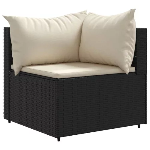  5 részes fekete polyrattan kerti ülőgarnitúra párnákkal