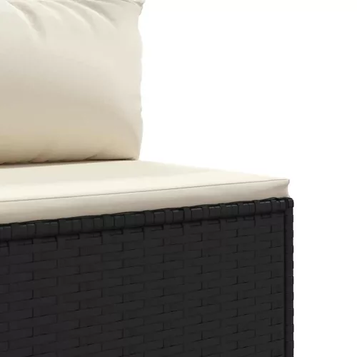  5 részes fekete polyrattan kerti ülőgarnitúra párnákkal