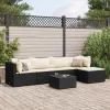  6 részes fekete polyrattan kerti ülőgarnitúra párnákkal