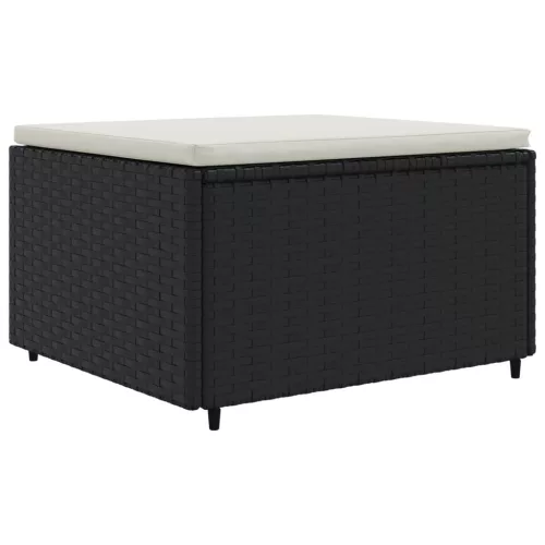  6 részes fekete polyrattan kerti ülőgarnitúra párnákkal